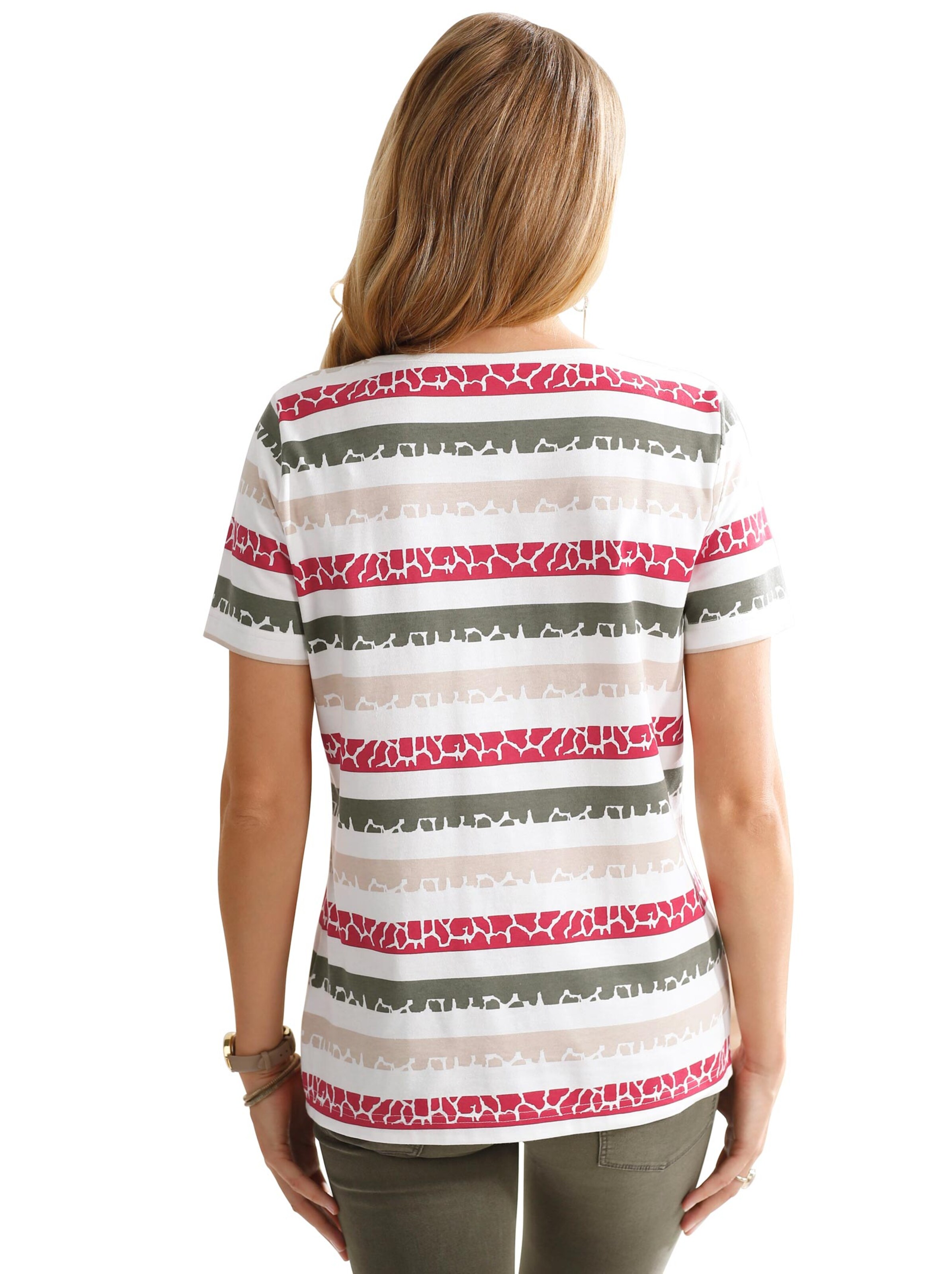 Shirt - khaki-rot-gestreift