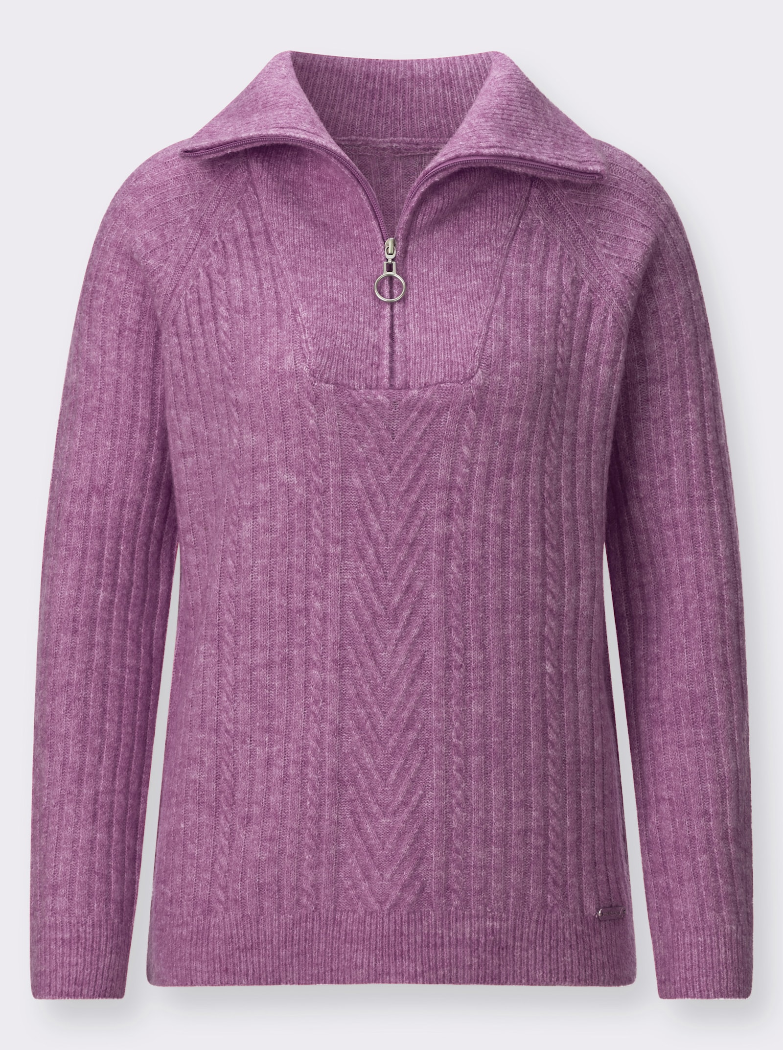 Troyer im Rippstrick - violett-meliert
