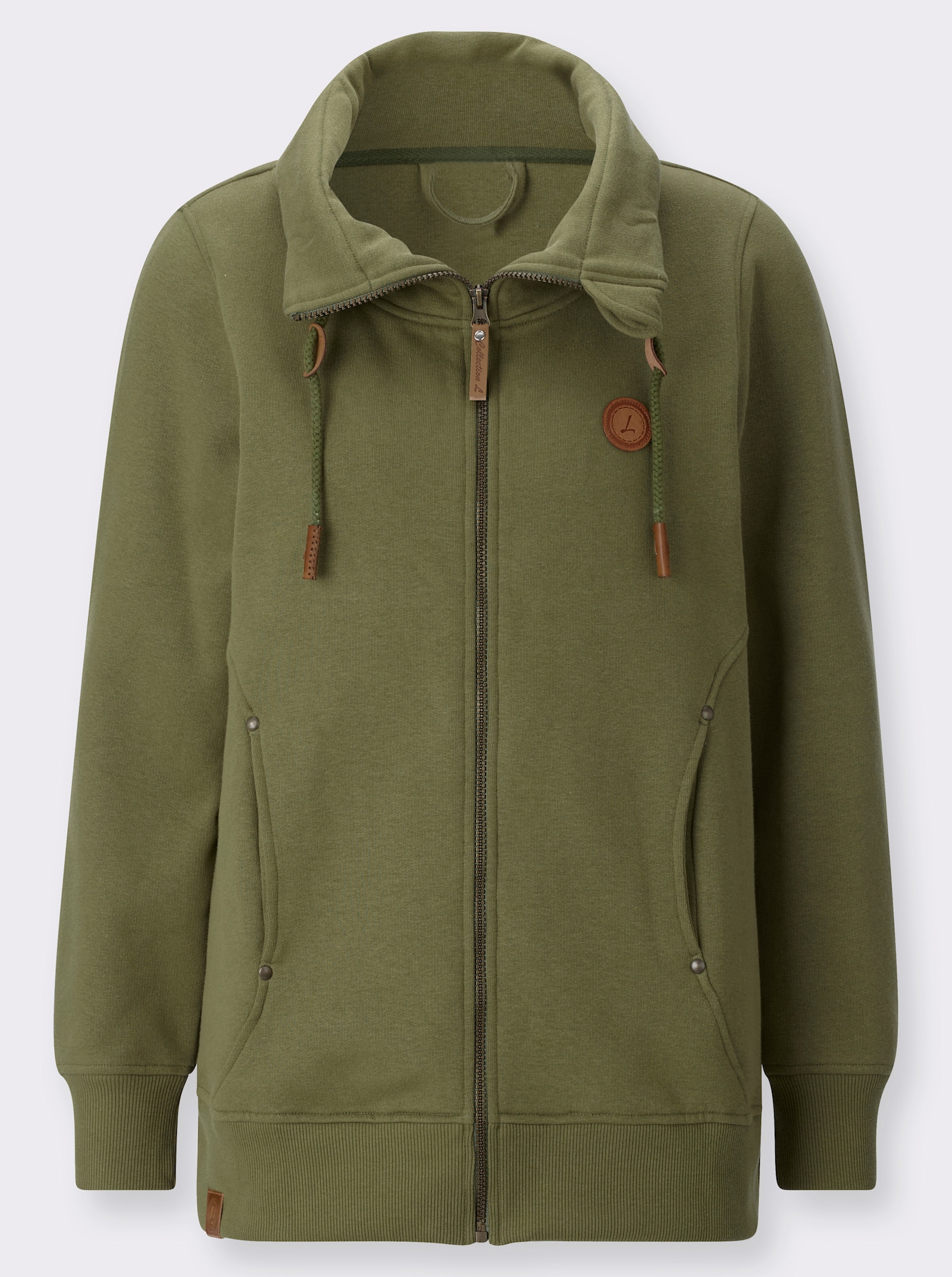 Shirtjacke mit Reißverschluss - oliv