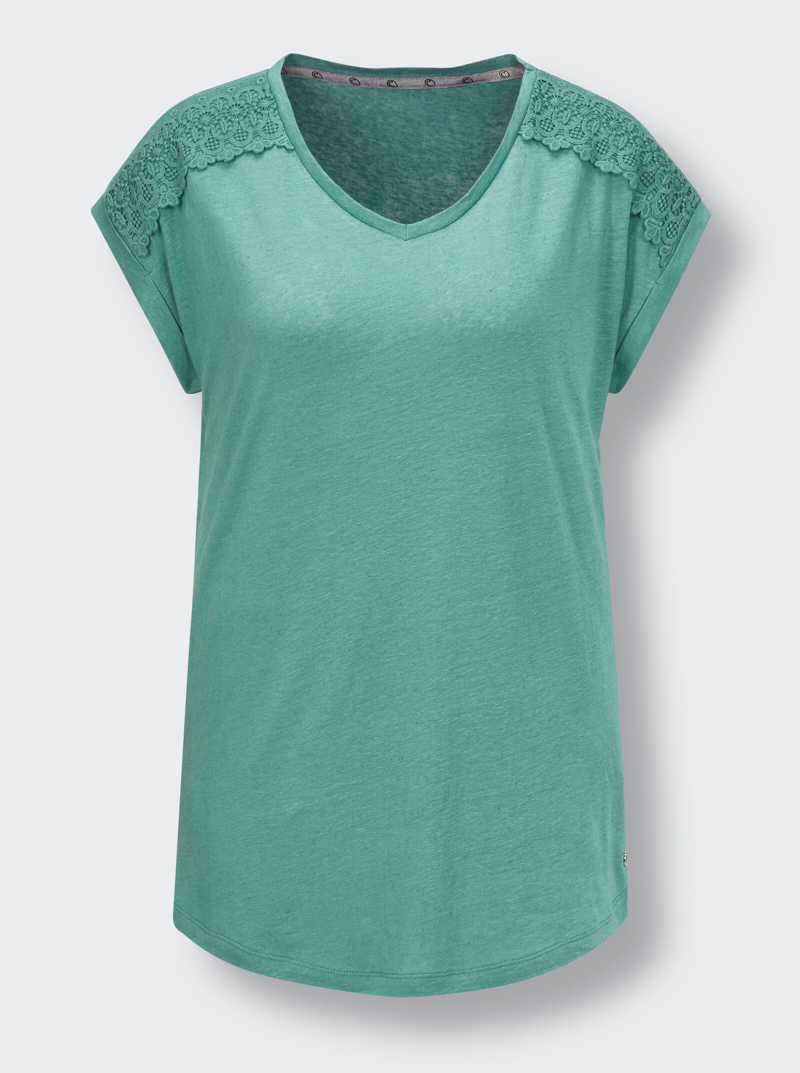 CREATION L PREMIUM V-Shirt mit Spitzendetail - salbei