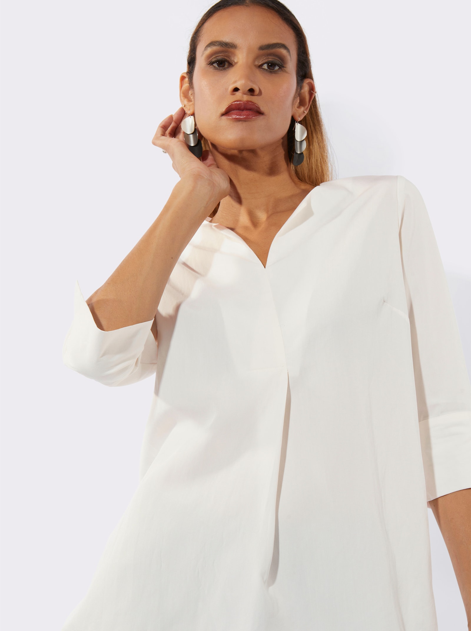 Schlupfbluse mit 3/4-Ärmeln - ecru