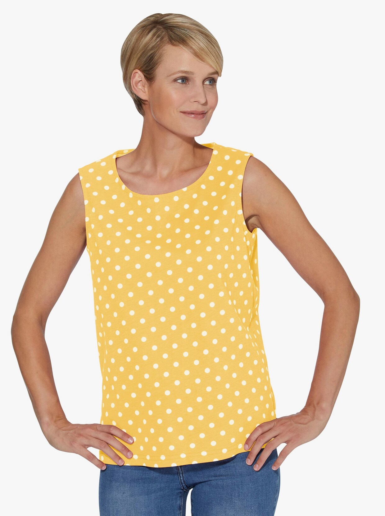 Shirttop - gelb + gelb-getupft