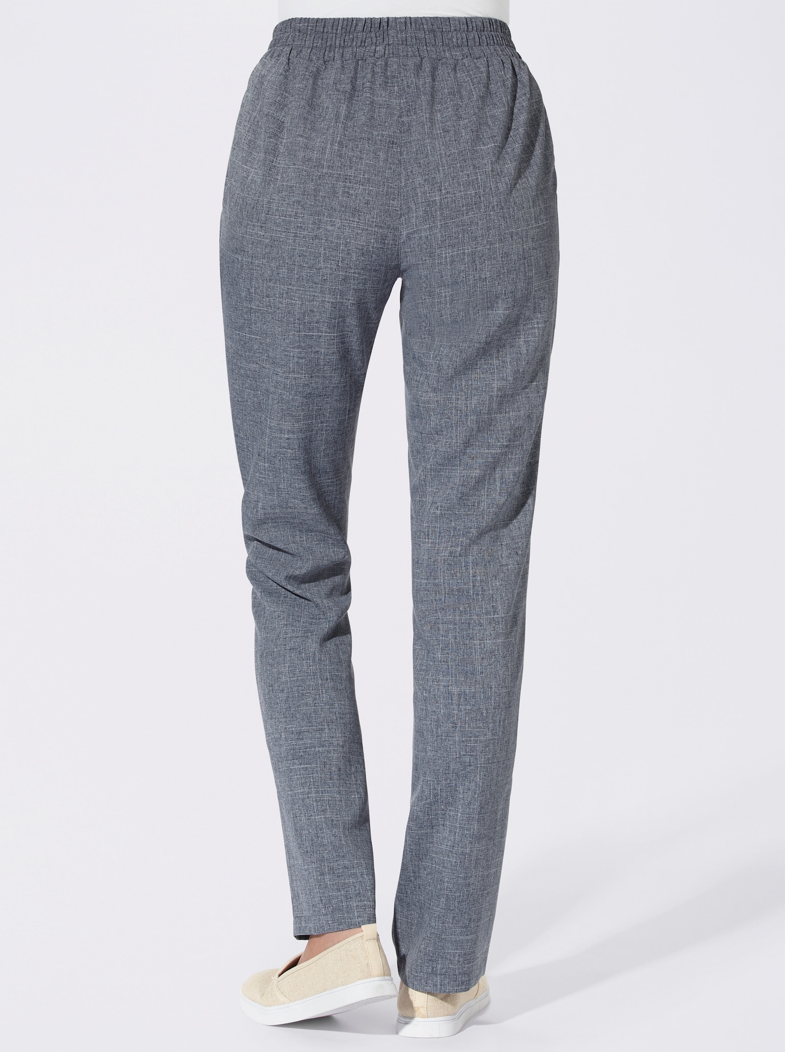 Broek in linnenlook - jeansblauw