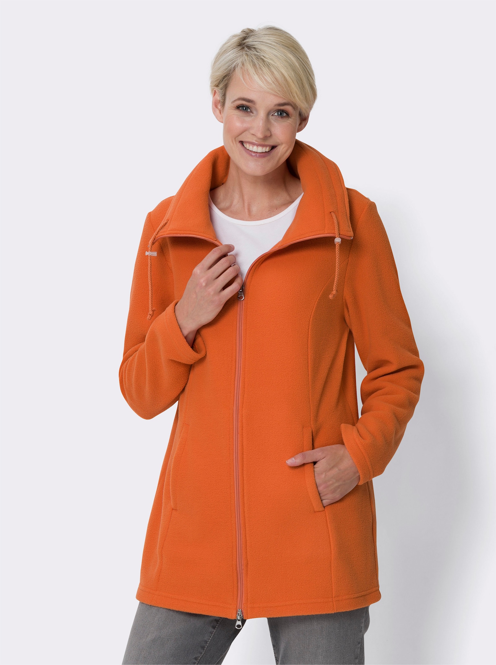 Fleecejacke mit 2-Wege-Reissverschluss - papaya