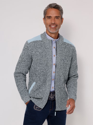 Strickjacke aus Melange-Strick - marine-meliert