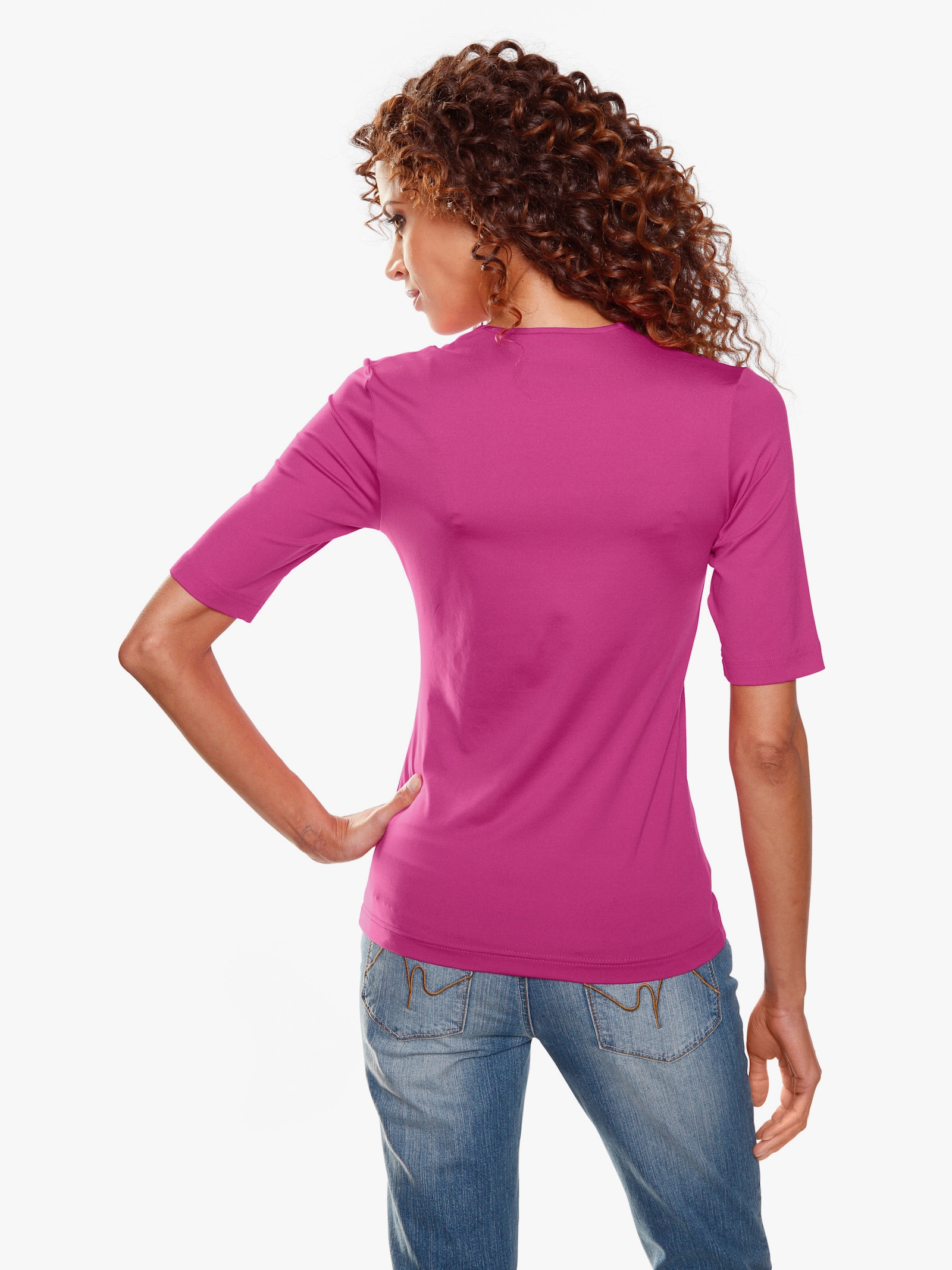 heine Kurzarmshirt mit Halbarm - fuchsia