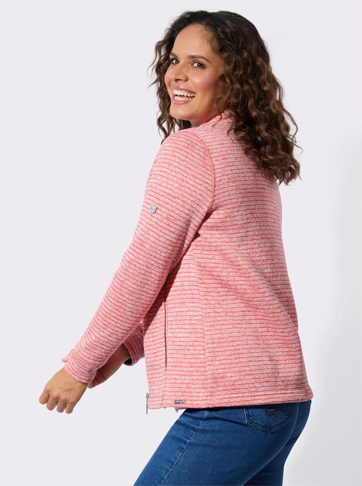Strickfleecejacke - flamingo-meliert