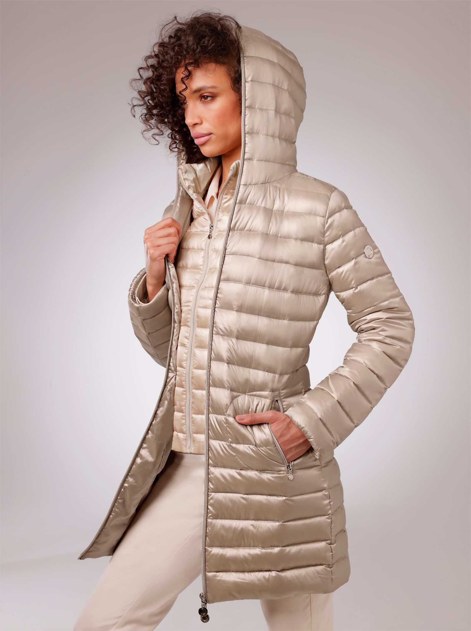 CREATION L PREMIUM Daunenjacke 2-in-1 Optik - sesam-elfenbein