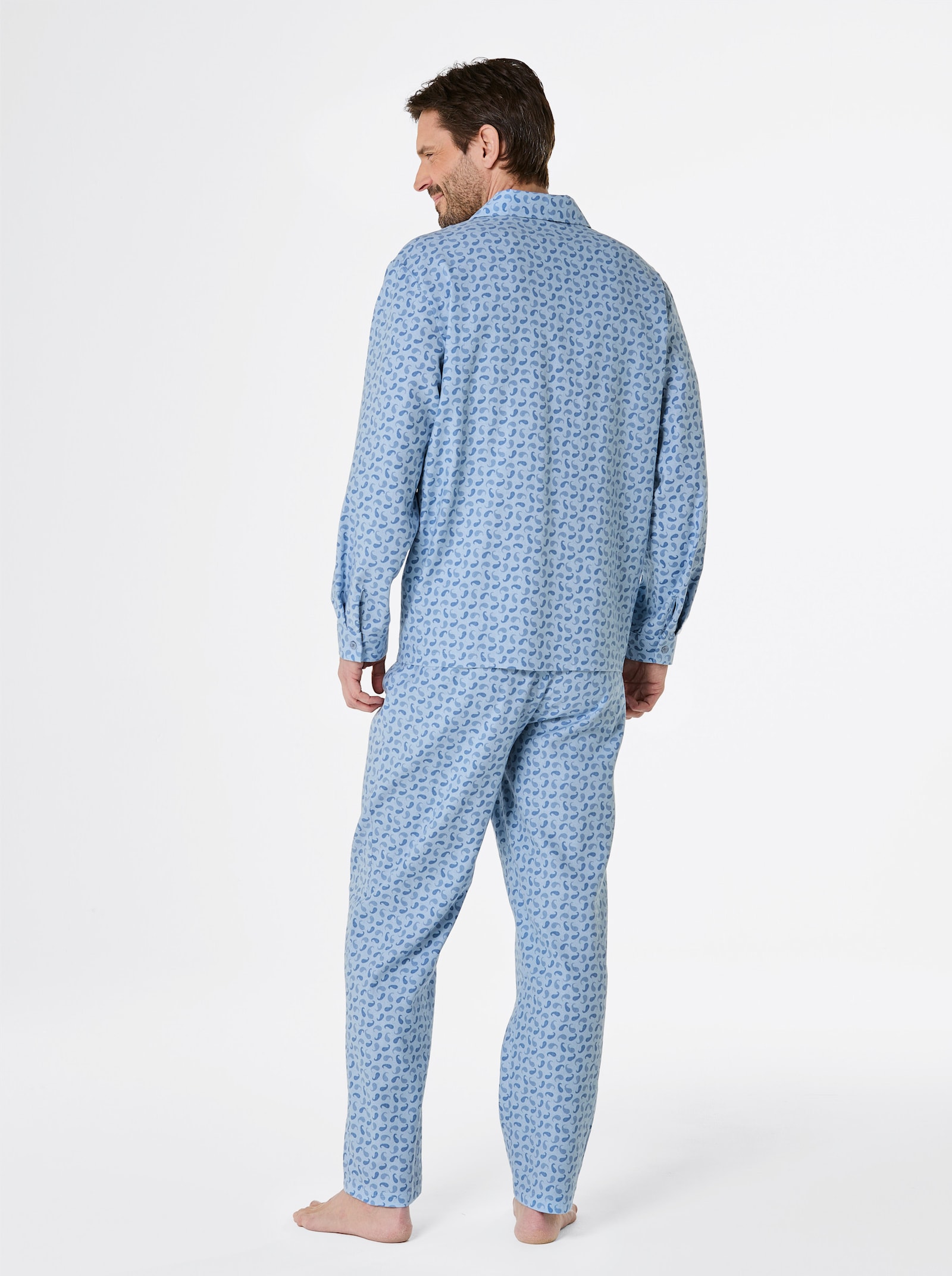 KINGsCLUB Schlafanzug in Finette-Qualität - hellblau-gemustert