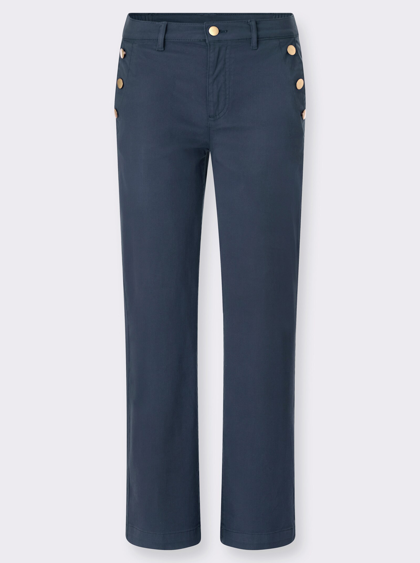 Stretch-Hose mit goldfarbenen Schmuckknöpfen - dunkelblau