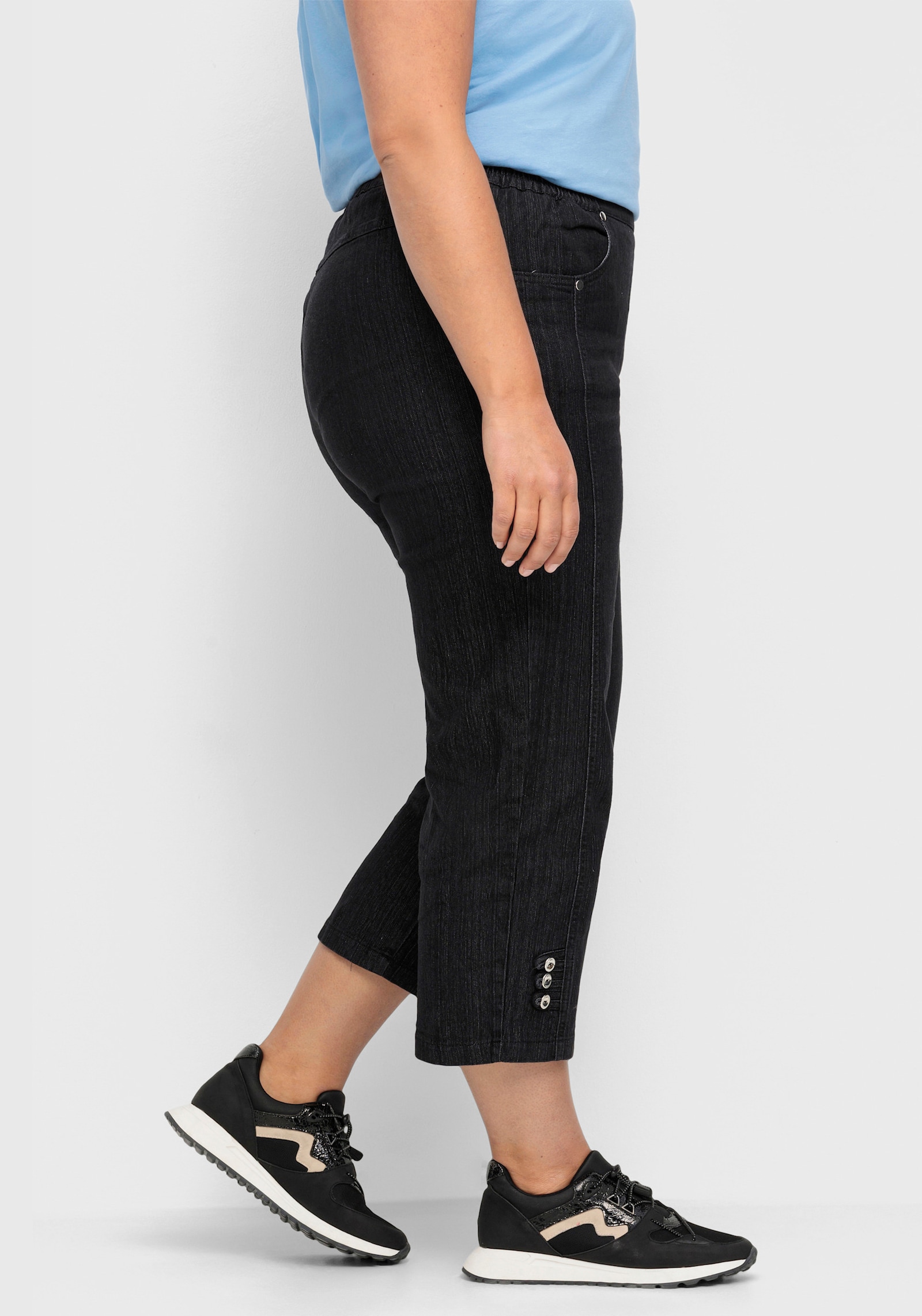 7/8-Jeans mit Zierriegel am Abschluss - black-denim