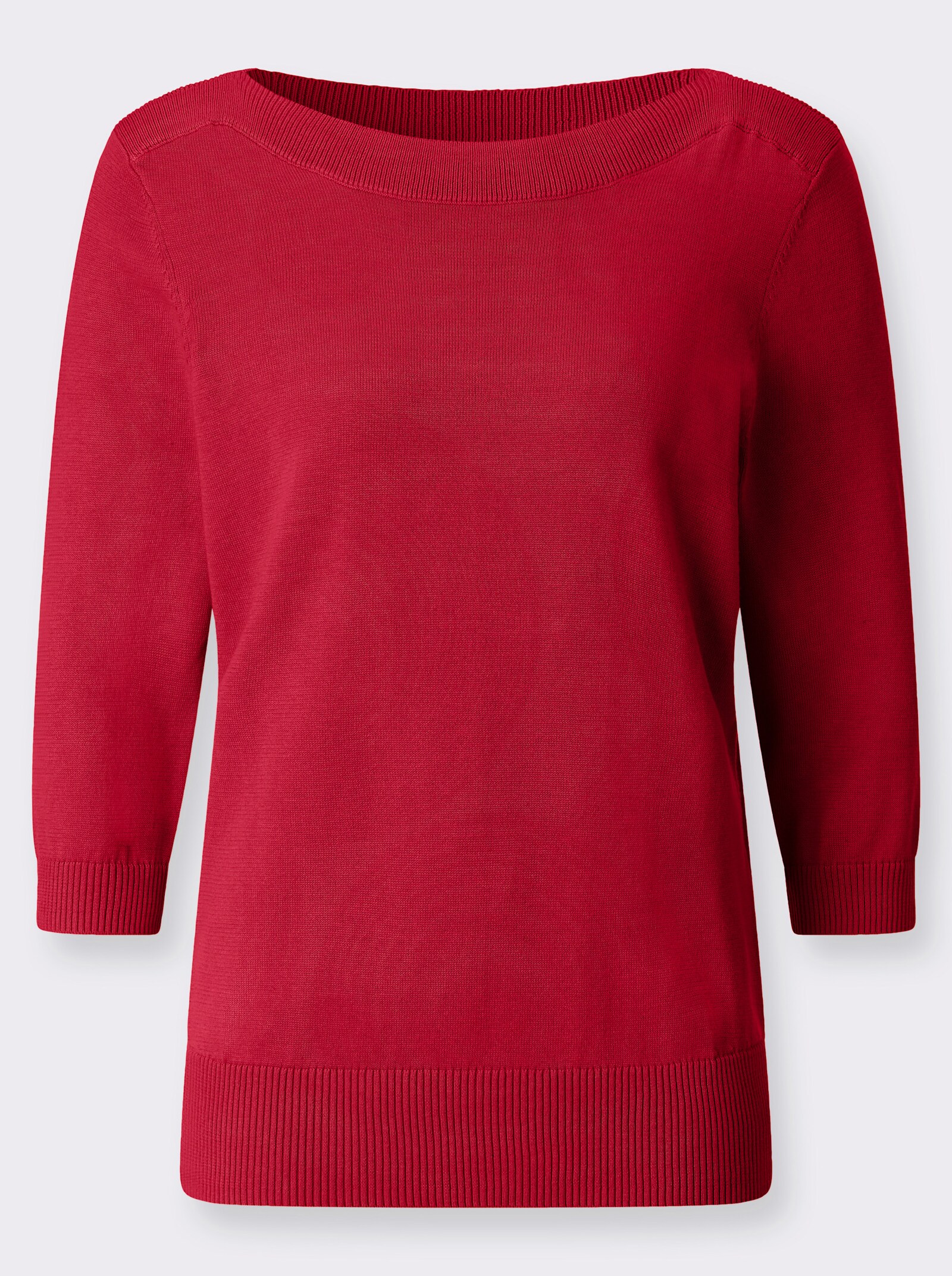 3/4 Arm-Pullover mit U-Boot-Ausschnitt - rot