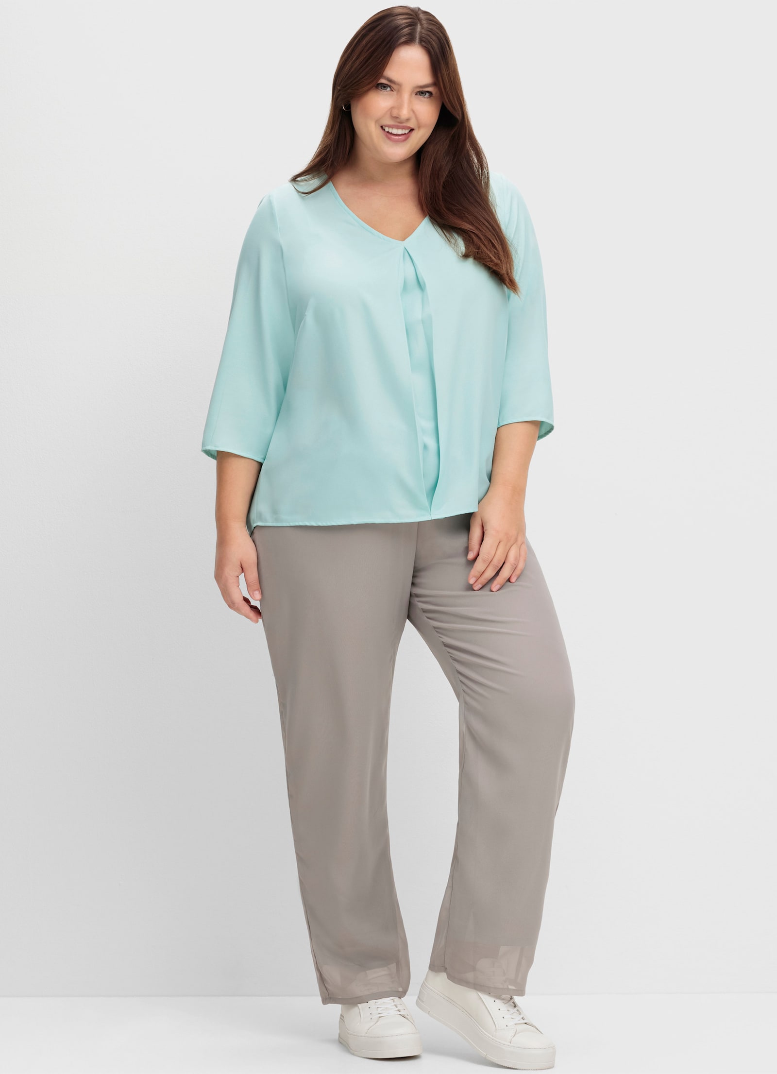 Palazzohose mit Rundum-Dehnbund - grau