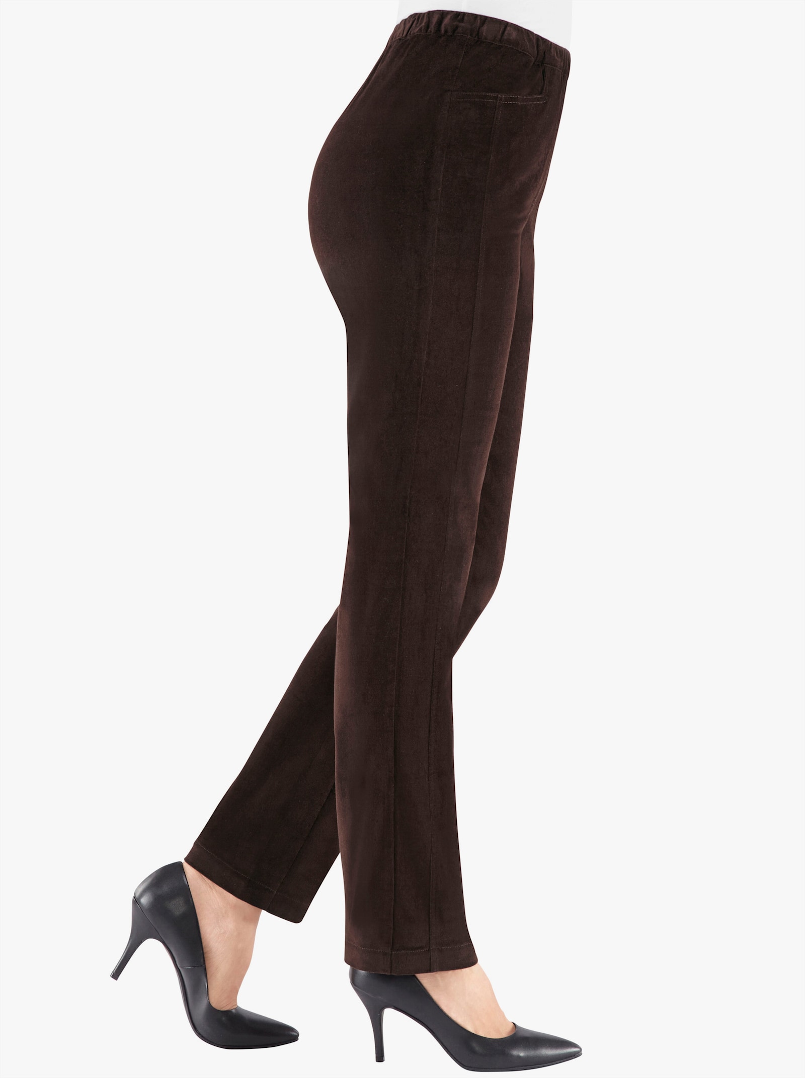 Comfortbroek met afkledende siernaad - chocobruin