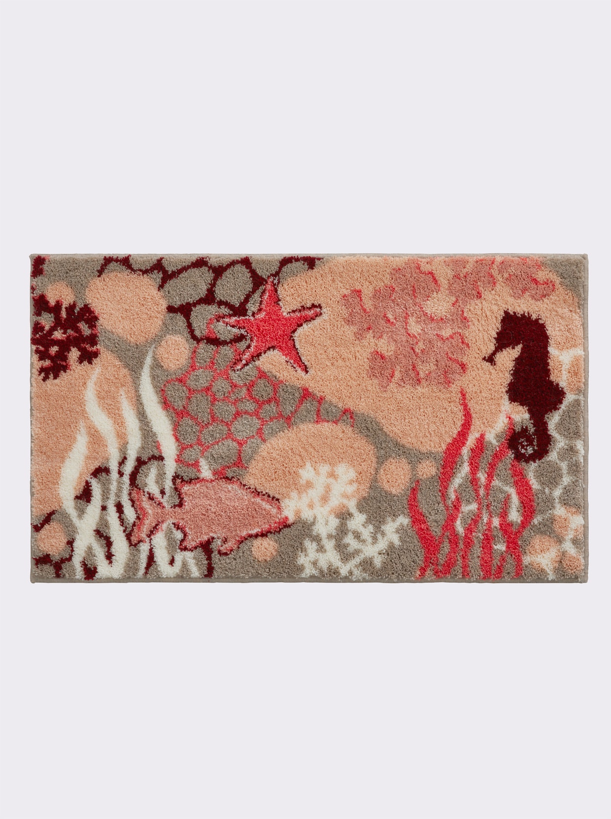 Grund Tapis de bain - taupe-corail à motifs