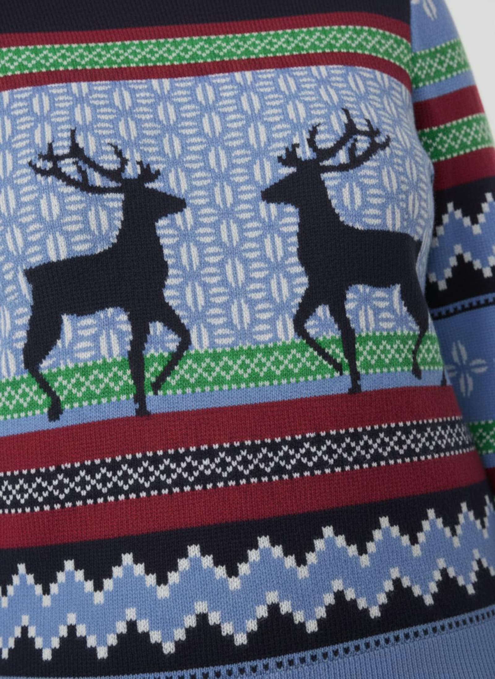 Jacquard-Pullover in Norweger-Optik - marine-himmelblau-gemustert