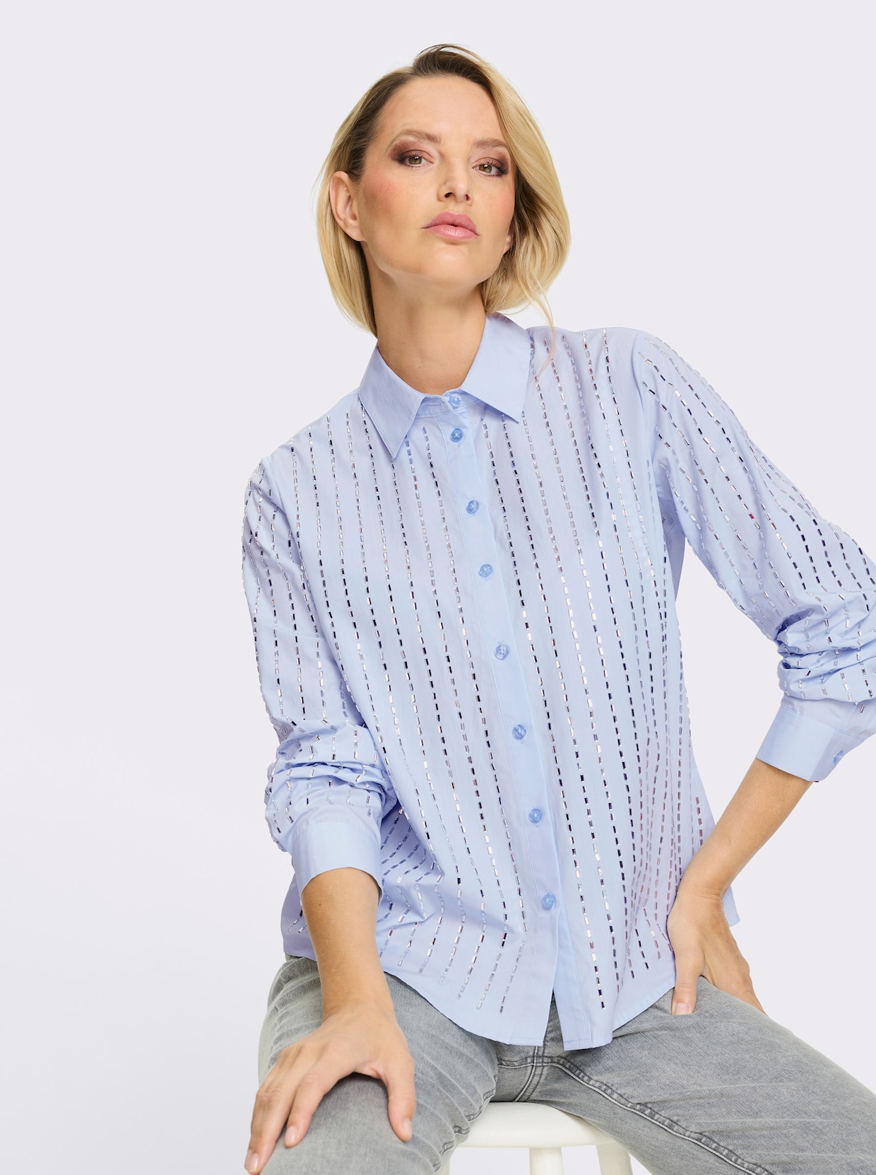 heine Baumwollbluse - hellblau