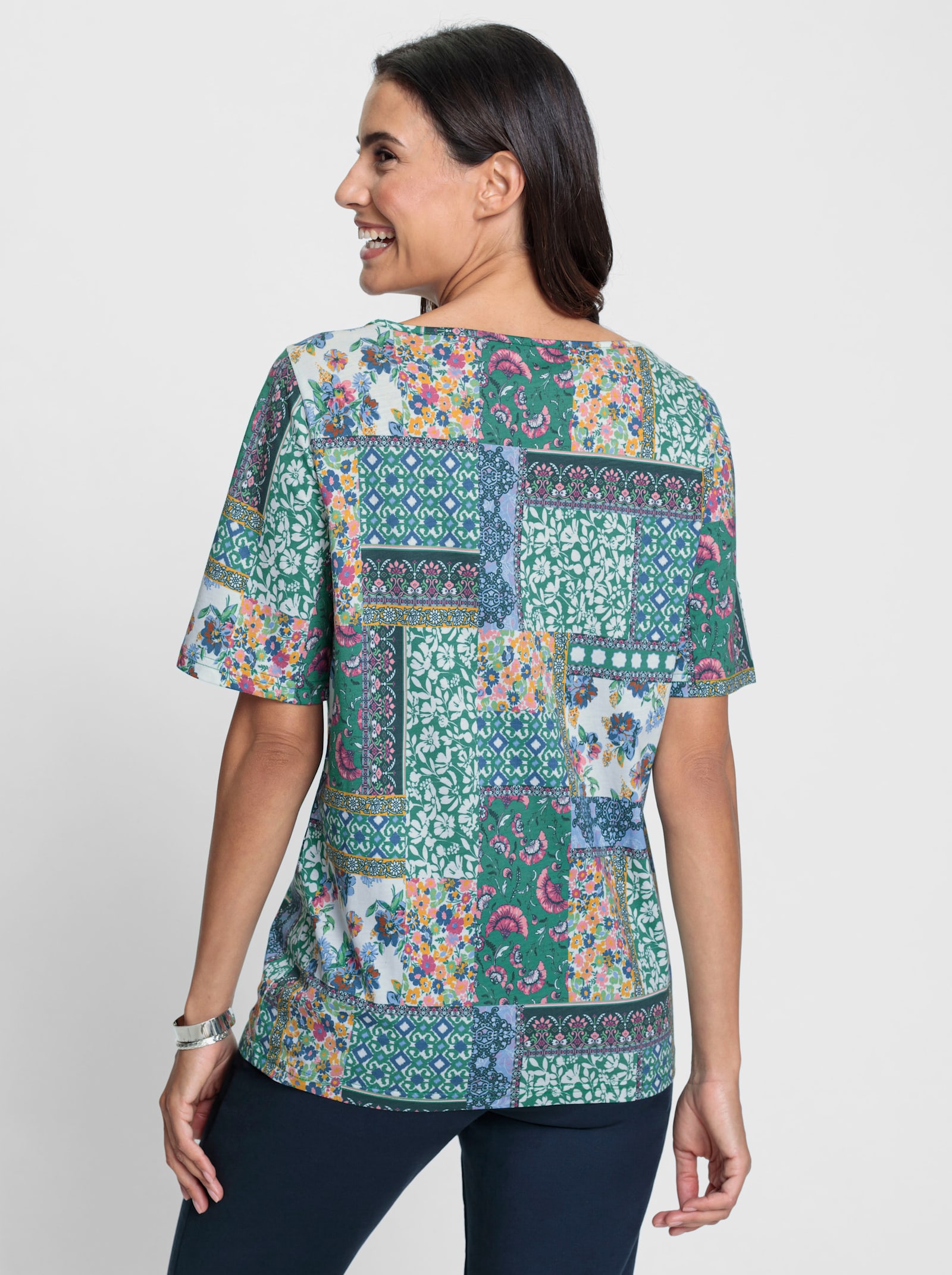 Print-Shirt mit Patchwork-Muster - grün-bedruckt