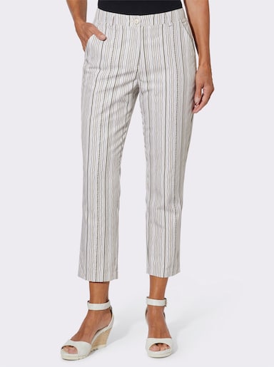 7/8-Hose mit Streifen-Druck - ecru-sesam-gestreift