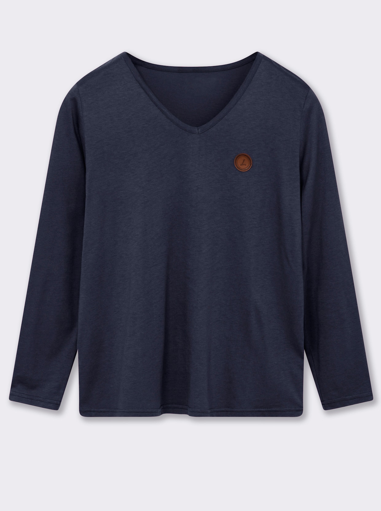 Langarmshirt mit V-Ausschnitt - marine