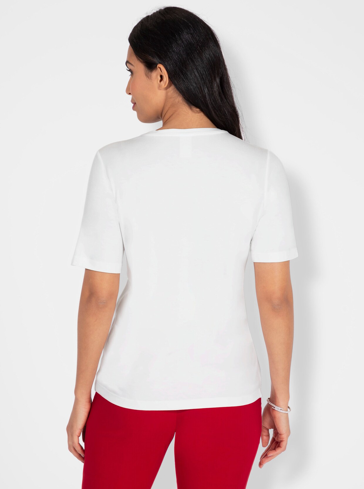 Print-Shirt - ecru-rot-bedruckt