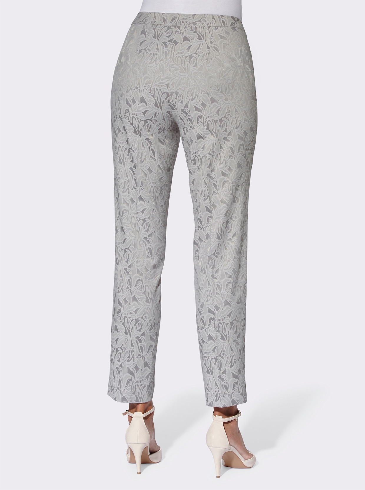 Broek met persplooien - lichtgrijs gedessineerd