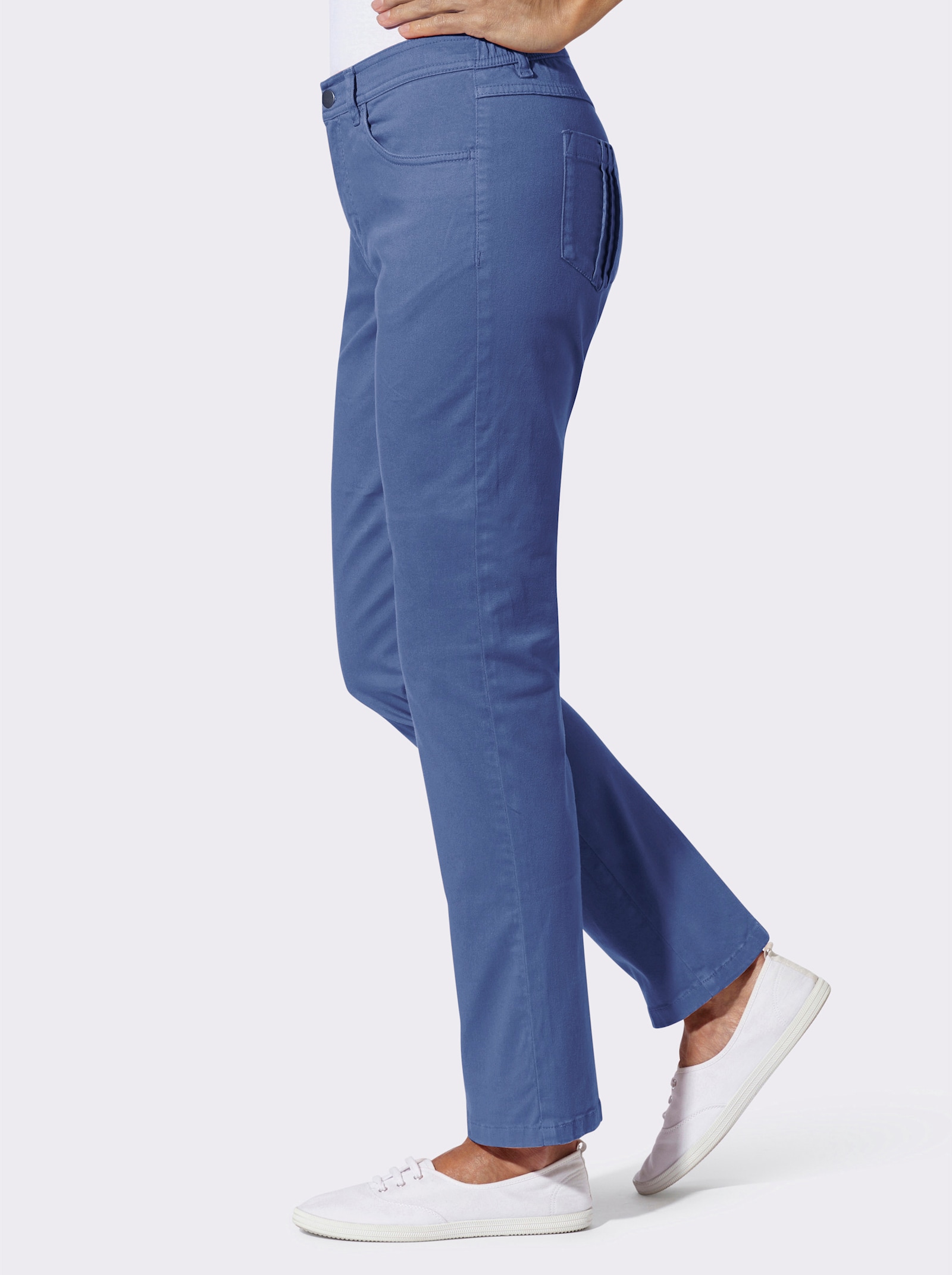 Stretch-Hose mit Biesen an den Gesässtaschen - jeansblau