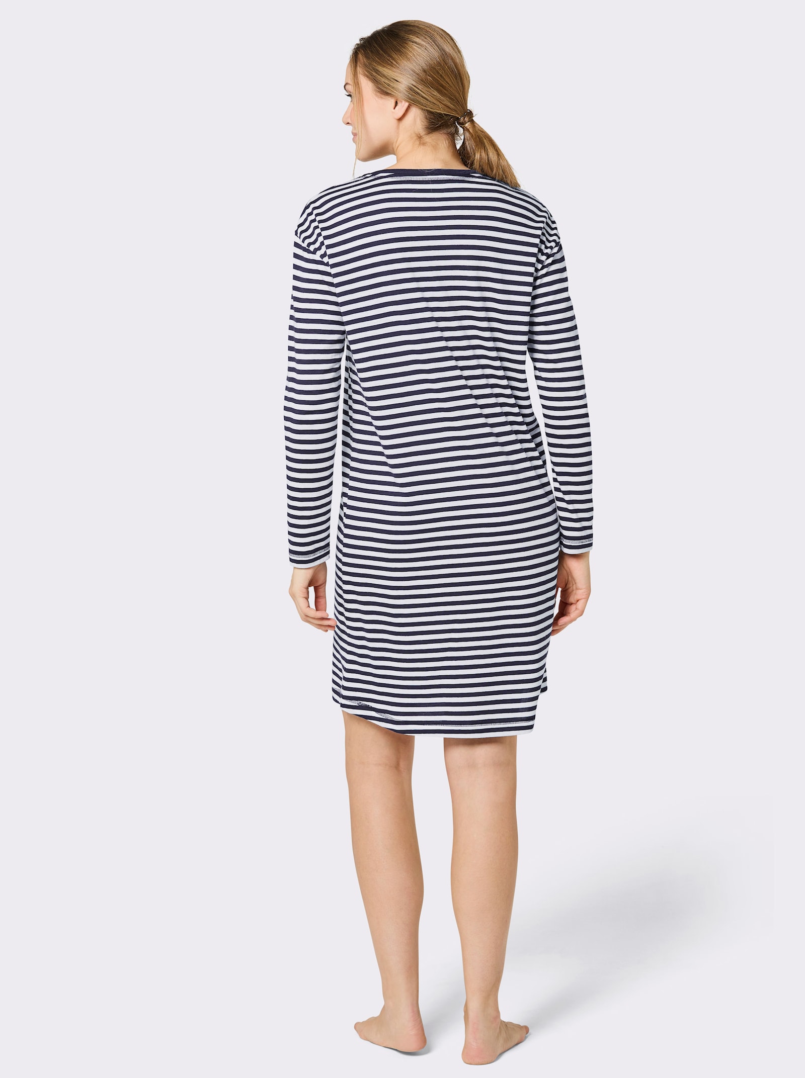 wäschepur Sleepshirt im Ringel-Look - marine-weiß