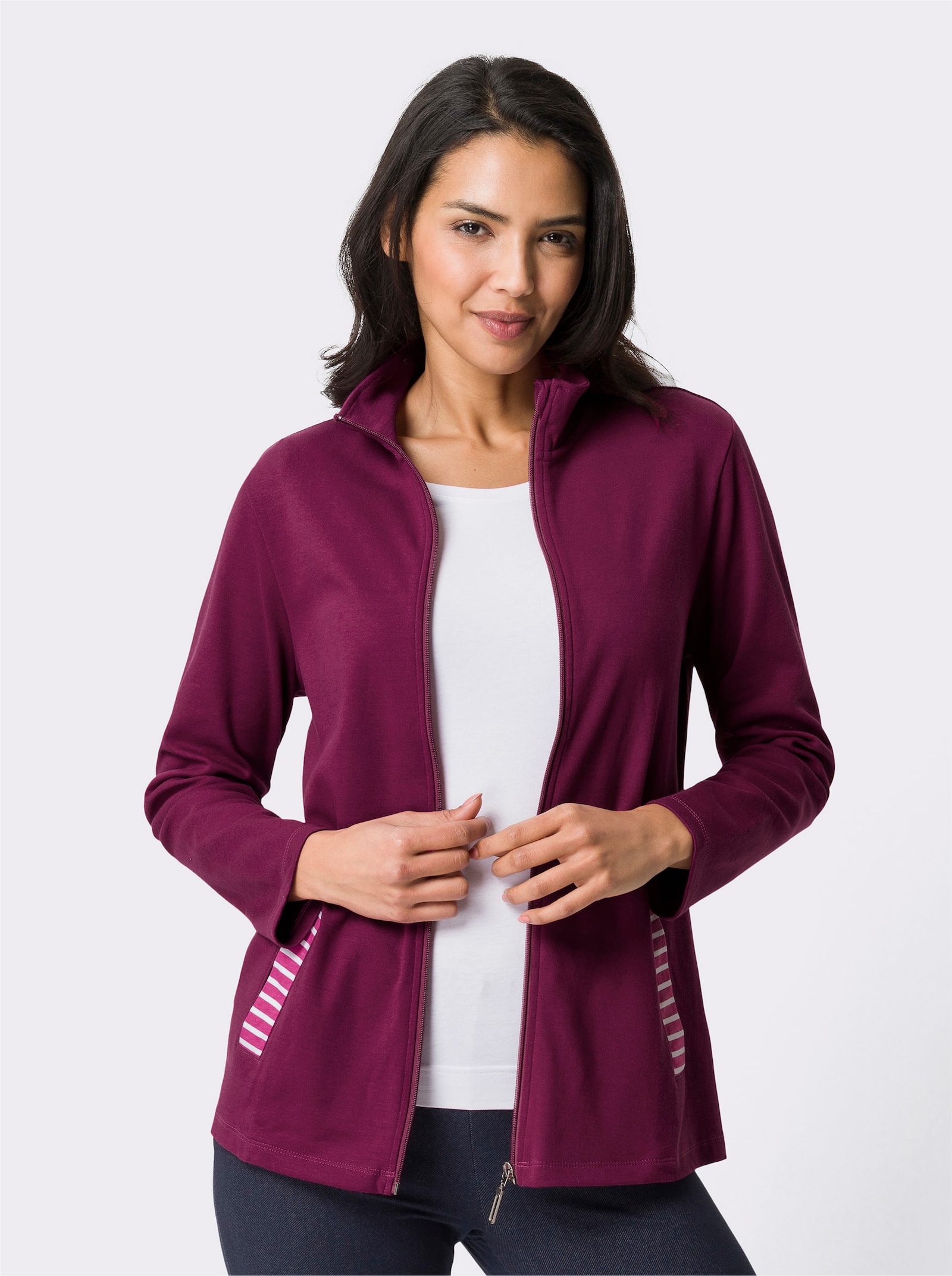 Sweatjacke mit Kinn-Kratzschutz - malve