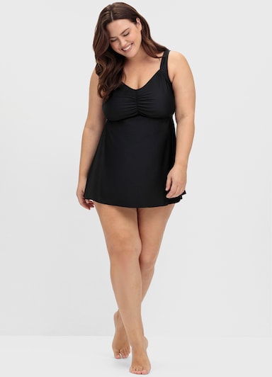 sheego Tankini-Oberteil in Longform - schwarz