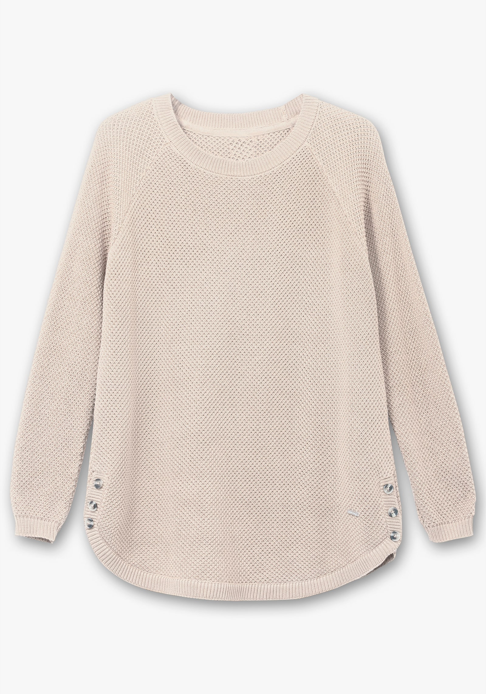 Rundhalspullover mit abgerundetem Saum - elfenbein