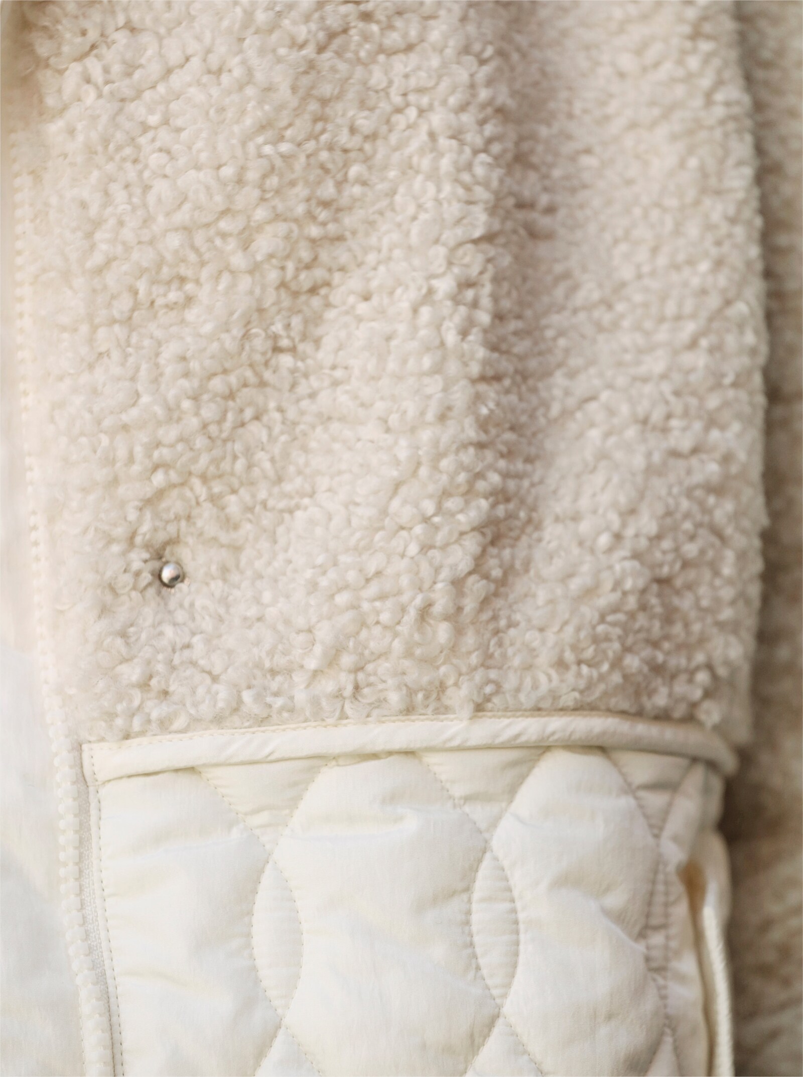 heine Longjacke Materialmix aus Teddy und Stepp - champagner