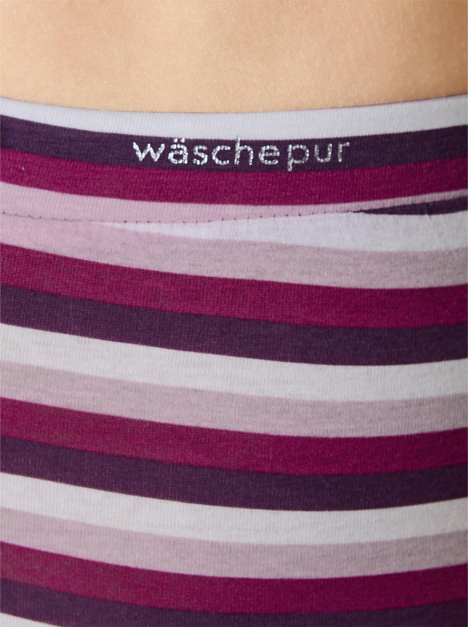 wäschepur Longpanty mit Logo-Schriftzug - malve-gestreift + malve