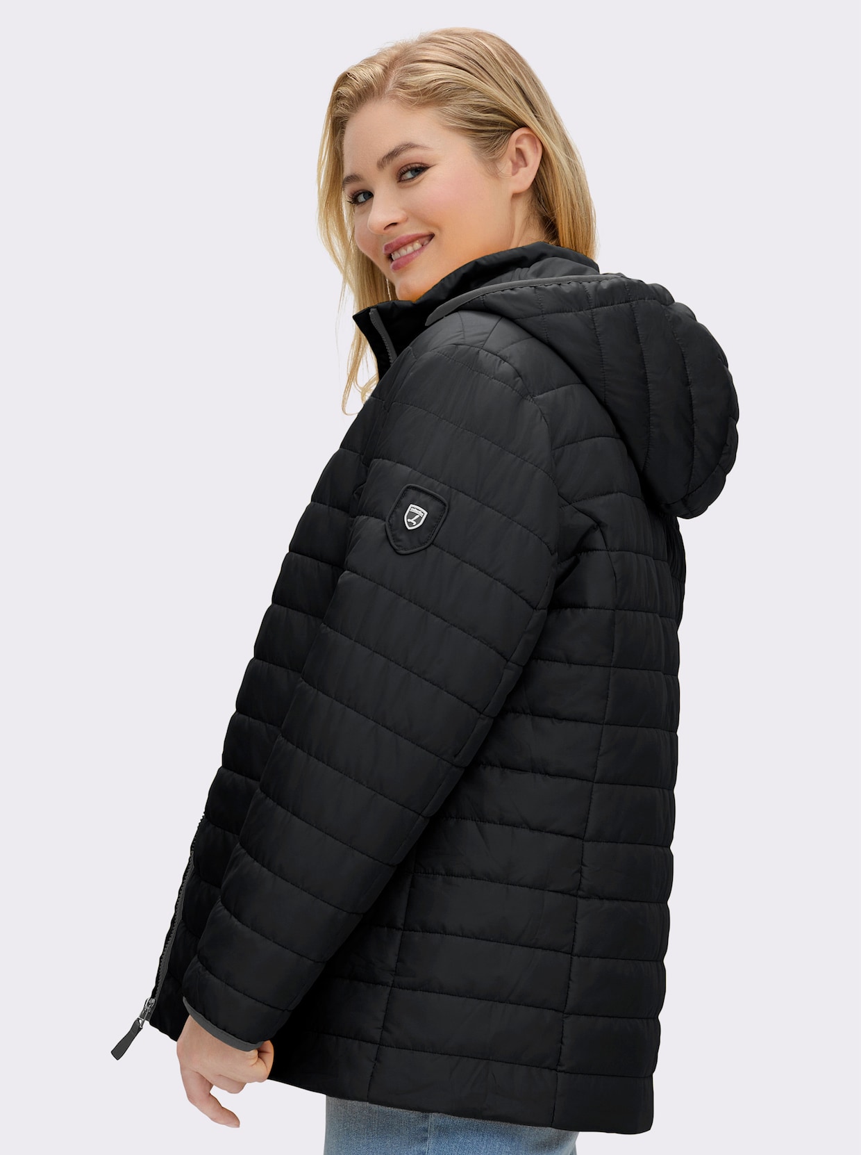 Steppjacke mit kontrastfarbenen Akzenten - schwarz