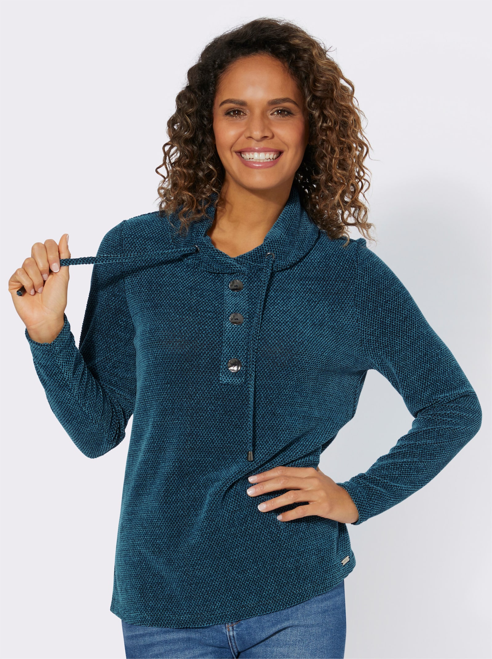 Langarm-Pullover in flauschig weicher Qualität - topas-meliert