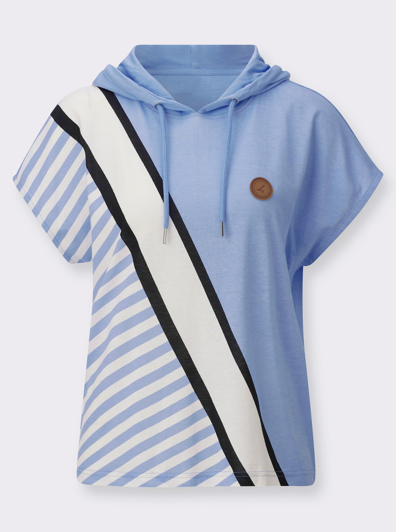 Kapuzenshirt mit Druckmuster vorne - himmelblau-ecru-bedruckt