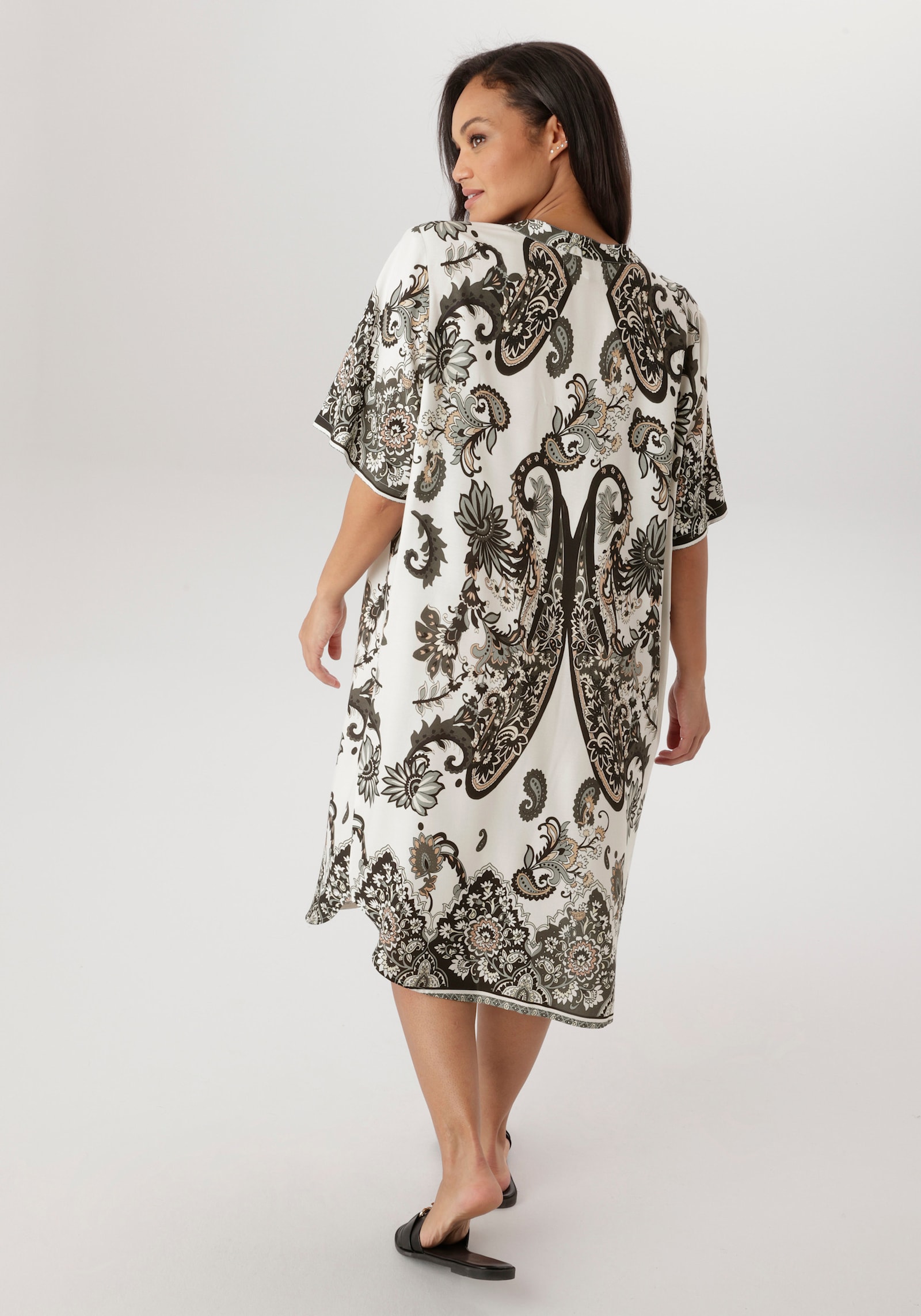 Aniston PLUS Blusenkleid - weiß-beige-grau-