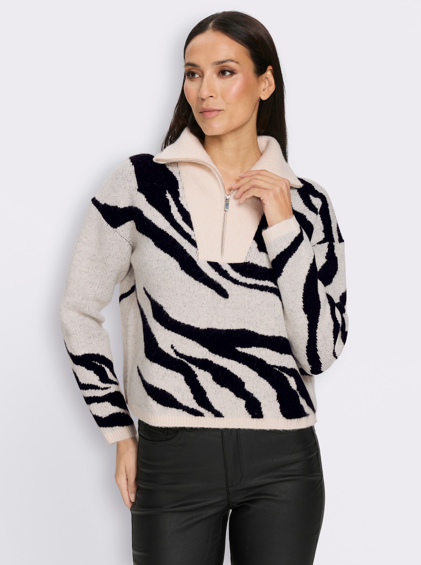 heine Troyer im Zebra-Dessin - champagner-schwarz-gemustert