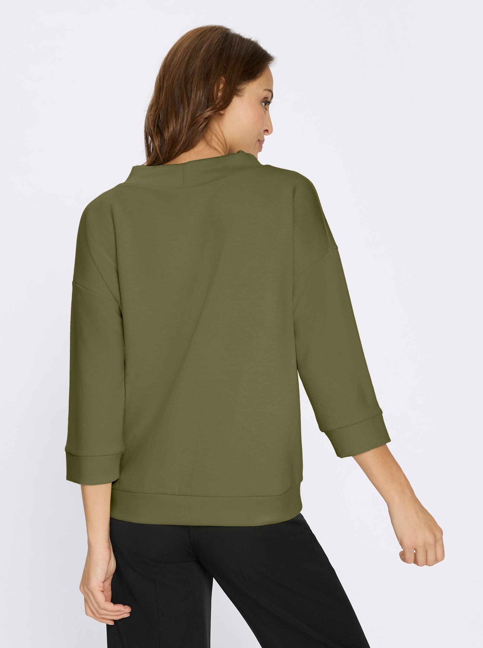 Sweatshirt mit Schriftzug - oliv