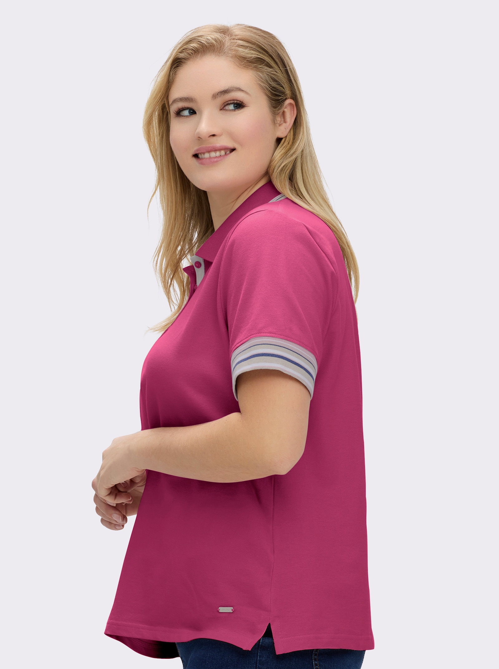 Poloshirt in Pikee-Qualität - fuchsia