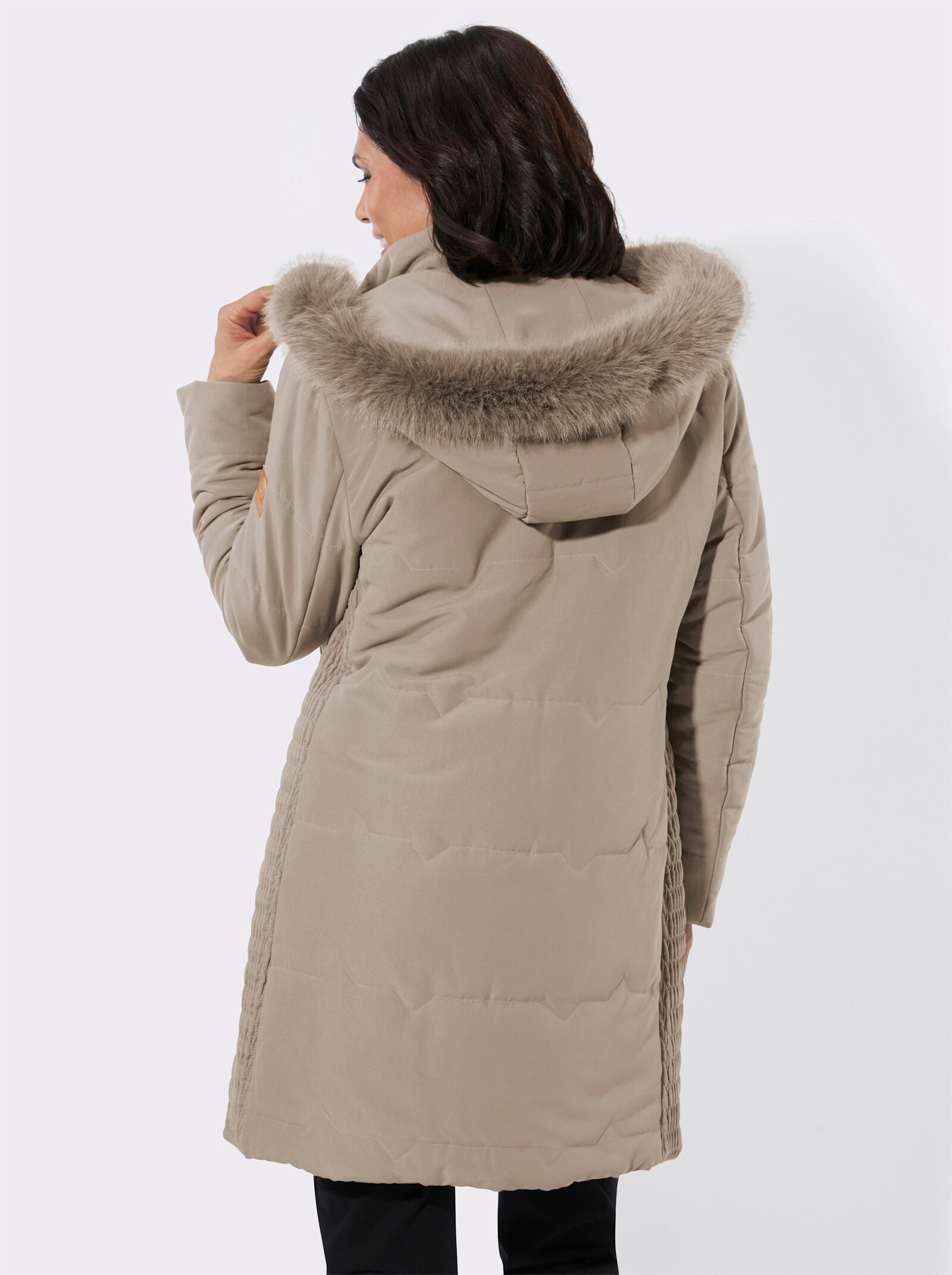 Steppjacke mit Teddy-Fleece-Futter - sesam