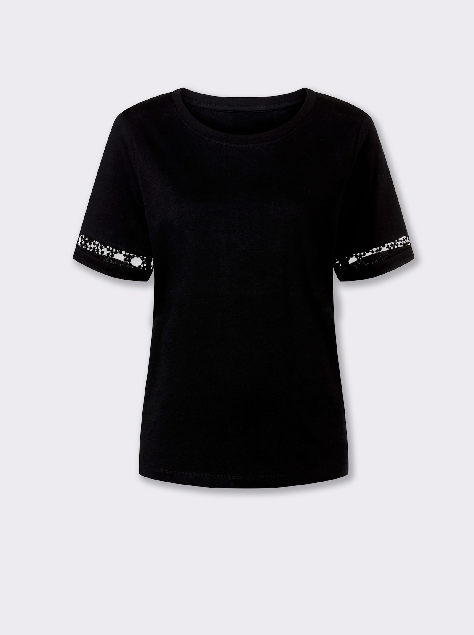 heine Shirt mit Crochet-Spitze - schwarz