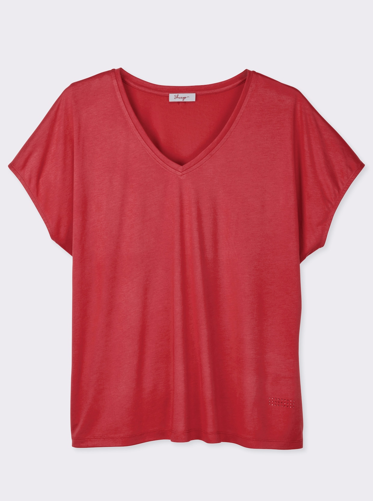sheego V-Shirt mit Strass-Detail - erdbeere