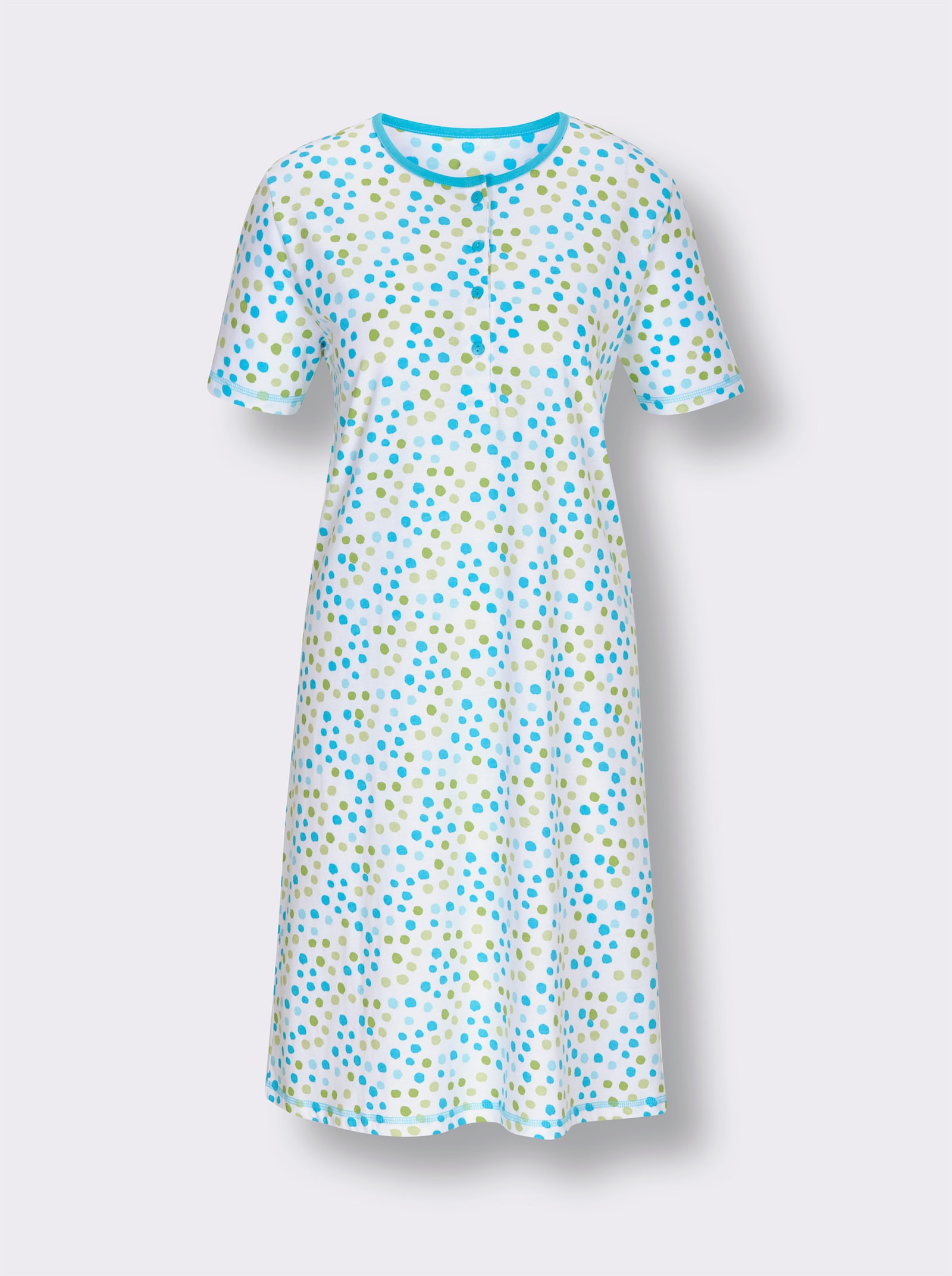 Comtessa Sleepshirt - weiß-türkis-bedruckt