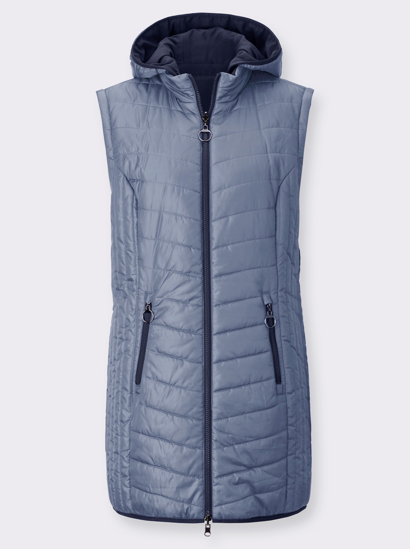 Longjacke mit Wendefunktion - rauchblau