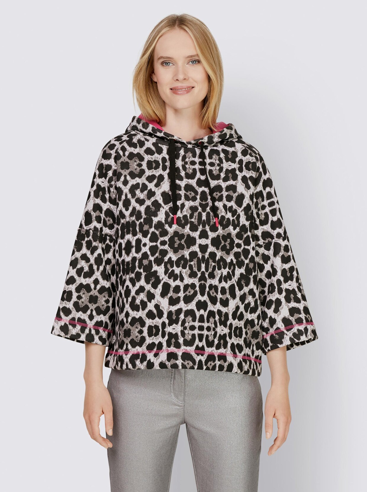 Rick Cardona Sweatshirt - grau-fuchsia-bedruckt