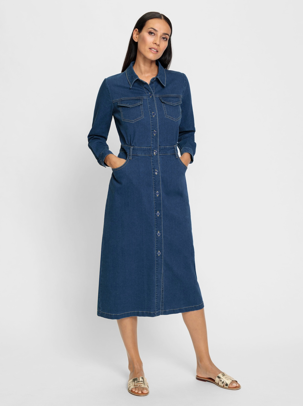 heine Robe en jean - bleu blanchi