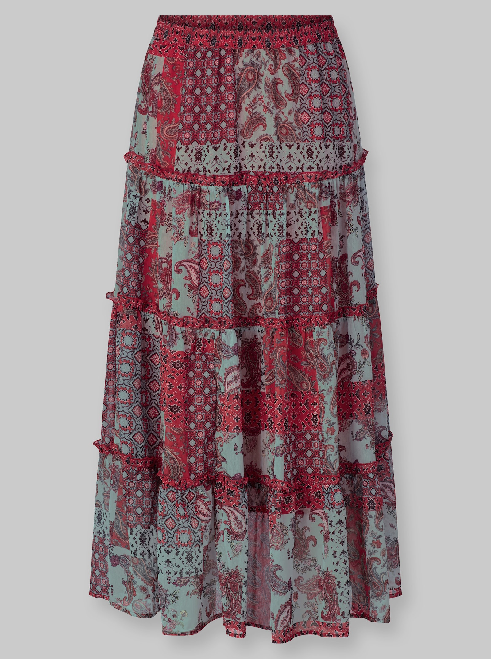 heine Schlupfrock aus Crinkle-Chiffon - jade-erdbeere-bedruckt
