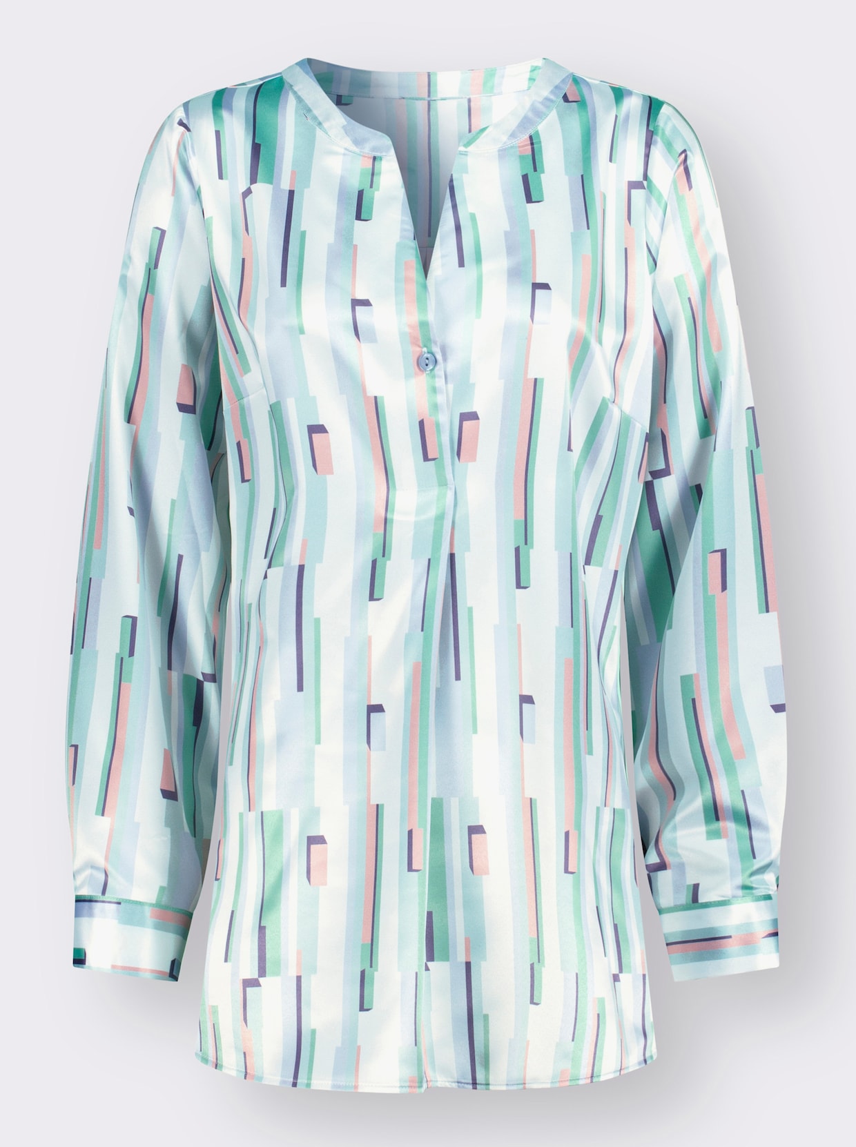 Longline blouse - ecru/lichtblauw bedrukt