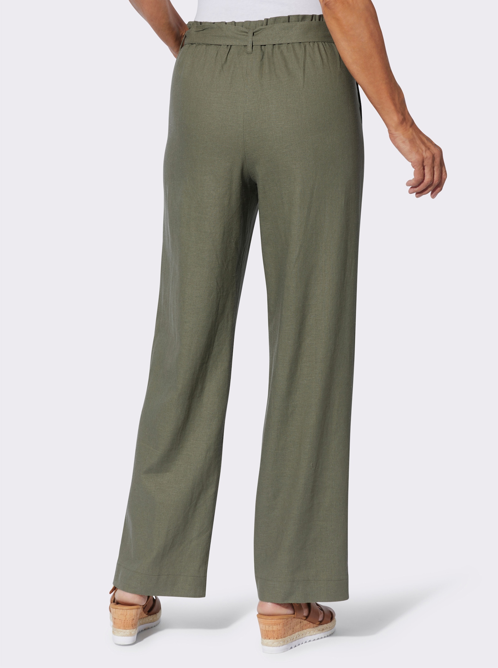 Schlupfhose mit Bindegürtel - khaki